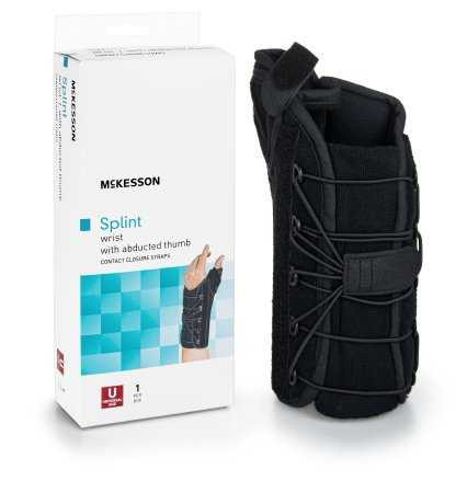 Wrist Brace with Thumb Spica McKesson Right Hand Black One Size Fits Most 155-81-87480 Each/1 22025 MCK BRAND 1159146_EA