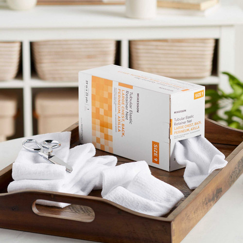 Elastic Net Retainer Dressing McKesson Tubular Elastic 39 Inch X 25 Yard 99.1 cm X 22.9 m Size 9 White Large Chest / Back / Perineum / Axilla NonSterile MSVP114709 Box/1 3008 MCK BRAND 1113353_BX