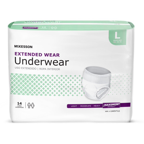 McKesson Absorbent Underwear Pull On with Tear Away Seams Adult Large Unisex Disposable Heavy Absorbency, UWEXTLG, Bag of 14