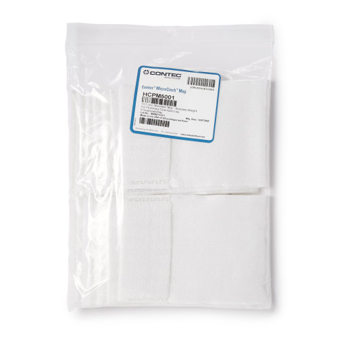 Contec MicroCinch Cleanroom Wet / Dry Mop Pad White Microfiber Disposable, HCPM5001, Bag of 8