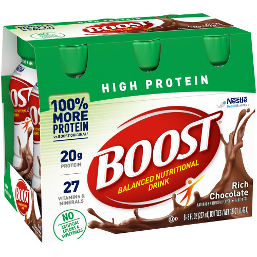 Boost High Protein Oral Supplement Rich Chocolate Flavor Liquid 8 oz. Bottle, 41679940365, Pack of 1