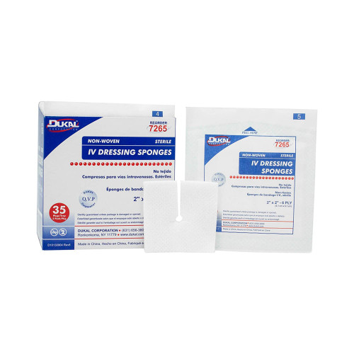 Dukal I.V. Sponge 2 X 2 Inch 6-Ply Sterile 2 per Pack, 7265, Box of 35