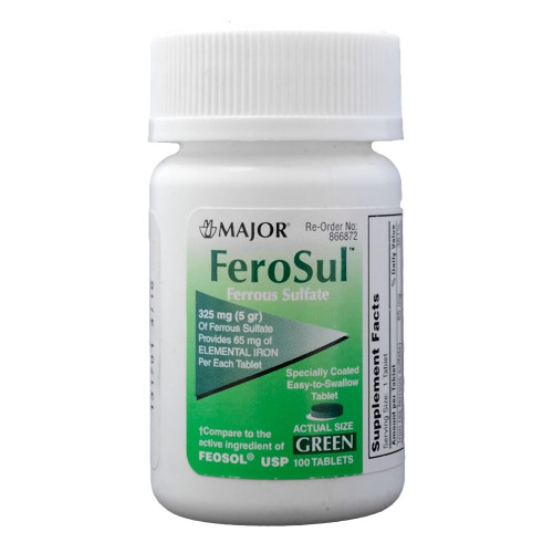 Major FeroSul Iron, 325 mg Strength, 100 per Bottle, Bottle of 1