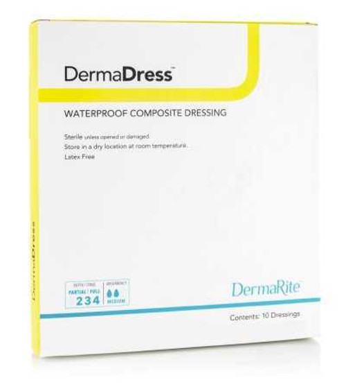 Composite Dressing DermaDress Waterproof 4 X 10 Inch Polyester / Rayon / Nonwoven Sterile 12410 Each/1 7544 DermaRite Industries 946679_EA