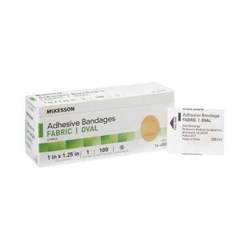Adhesive Strip McKesson 1 x 1-1/4 Inch Fabric Oval Tan Sterile 16-4800 Box of 100 DR8600 McKesson 1103072_BX