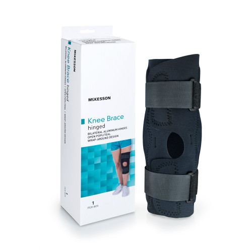 Knee Brace McKesson Small Wrap Around / Hook and Loop Strap Closure with D-Rings 15-1/2 to 18 Inch Circumference Left or Right Knee 155-81-82393 Pack of 1