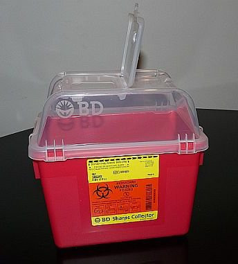 BD Sharps Container Red Base 10-3/10 X 11-3/10 X 6-4/5 Inch Vertical Entry 2 Gallon, 305343, Case of 24