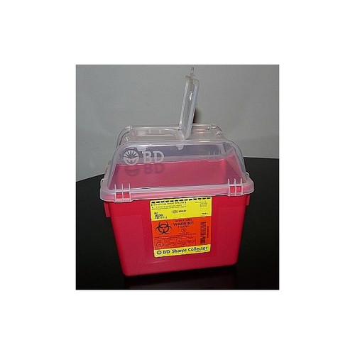 BD Sharps Container, Red Base, 10.3 x 11.3 x 6.8 in, 2 gal., 305343, Case of 24