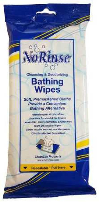 Rinse-Free Bath Wipe No Rinse Soft Pack Water / Propylene Glycol / Glycerin / Aloe Scented 8 Count 01000 Case/192 ANT1L CleanLife Products 928630_CS