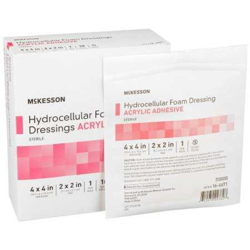 Foam Dressing McKesson 4 x 4 Inch With Border Film Backing Acrylic Adhesive Square Sterile 16-4671 Case of 100 110302 McKesson 1138281_CS