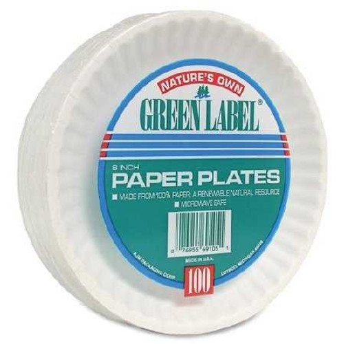 Plate AJM Packaging Corporation White Single Use Paper 6 Inch Diameter AJMPP6GREWH Pack/1 1025EC Lagasse 851967_PK