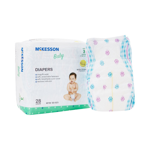 Unisex Baby Diaper McKesson Size 3, Heavy Absorbency BD-SZ3 Case of 4