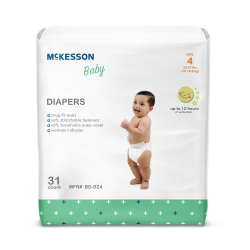 Unisex Baby Diaper McKesson Size 4, Heavy Absorbency BD-SZ4 Case of 4