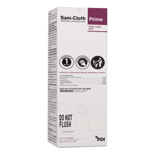 Sani-Cloth Prime Surface Disinfectant Cleaner Premoistened Germicidal Manual Pull Wipe 50 Count Individual Packet Alcohol Scent NonSterile, U13195, Case of 150