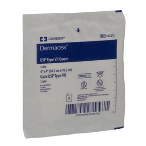 Dermacea Gauze Sponge 4 X 4 Inch 12-Ply Sterile 2 per Pack, 442212, Transaction of 25