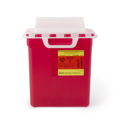 BD Sharps Container Red Base 16-3/5 H X 10-7/10 W X 6 D Inch Horizontal Entry 3 Gallon, 305436, Pack of 1