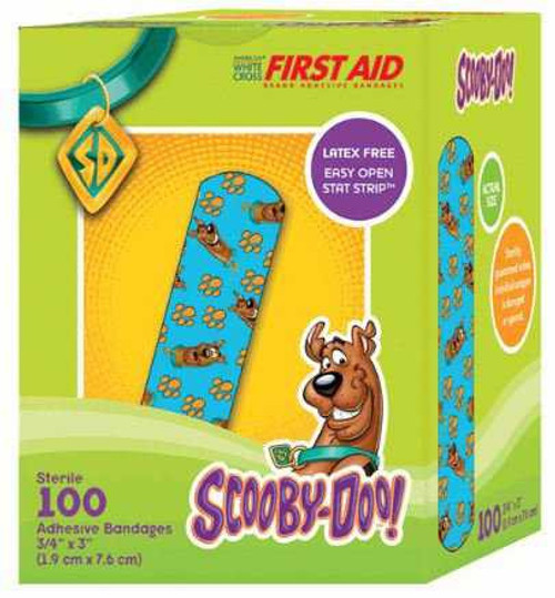 Adhesive Strip American White Cross Stat Strip 3/4 X 3 Inch Plastic Rectangle Kid Design Scooby Doo Sterile 1065737 Box/100 BFM33 Dukal 720310_BX
