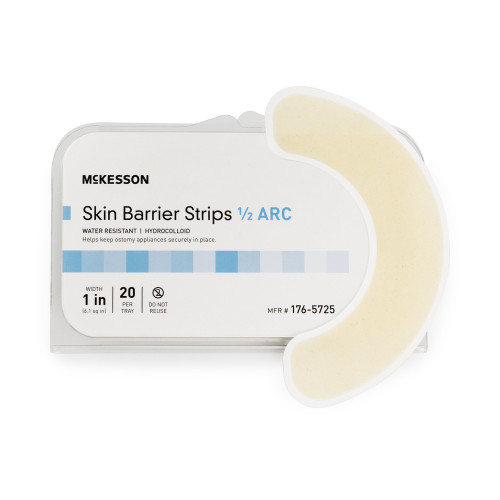 Skin Barrier Strip McKesson Moldable, Standard Wear Adhesive without Tape Without Flange Universal System Hydrocolloid 1/2 Curve 1 Inch W 176-5725 Tray/20