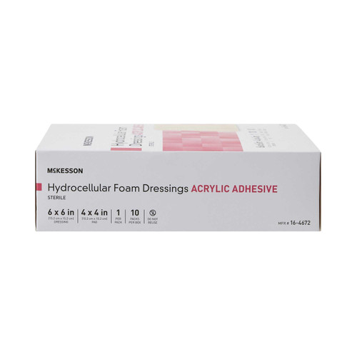 Foam Dressing McKesson 6 X 6 Inch Square Acrylic Adhesive with Border Sterile 16-4672 Each/1 779 MCK BRAND 1138299_EA
