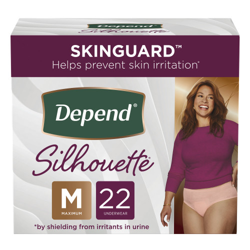 Depend Silhouette Absorbent Underwear Waistband Style Adult Medium Female Disposable Heavy Absorbency, 51450, Pack of 22