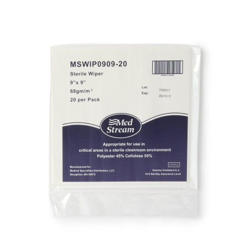 McKesson Cleanroom Wipe 20 Count Bag 9 X 9 Inch Sterile Disposable, MSWIP0909-20, Bag of 15