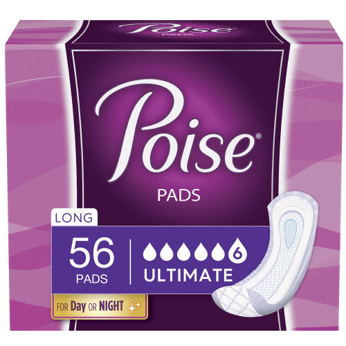 Poise Fresh Protection Ultimate Bladder Control Pad 15.9 Inch Length Heavy Absorbency Sodium Polyacrylate Core One Size Fits Most, 51442, Case of 56