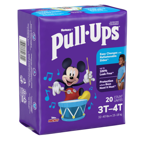 Pull-Ups Male Toddler Training Pants Size 3T to 4T Disposable Moderate Absorbency, 51355, Pack of 20