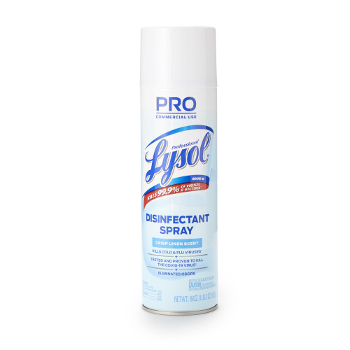 Professional Lysol Surface Disinfectant Alcohol Based Aerosol Spray Liquid 19 oz. Can Crisp Linen Scent NonSterile, RAC74828CT, Case of 12