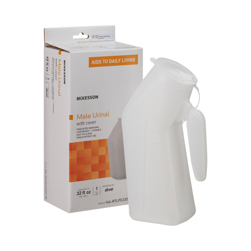Male Urinal McKesson 32 oz., 946 mL With Closure Single Patient Use 146-RTLPC23201-M Pack of 1