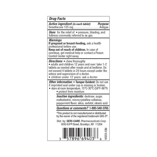 Gas Relief Geri-Care 125 mg Strength Tablet 30 per Bottle 694-03-GCP Bottle/1 10133382 MCK BRAND 1168024_BT
