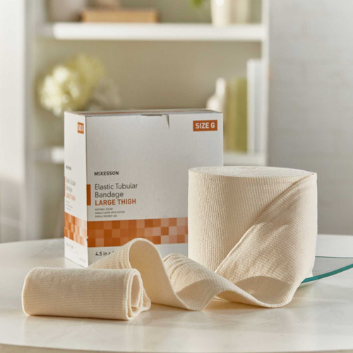 Elastic Tubular Support Bandage McKesson Spandagrip 4-1/2 Inch X 11 Yard Large Thigh Standard Compression Pull On Natural Size G NonSterile 182-13116G Case/12 57263 MCK BRAND 1112850_CS