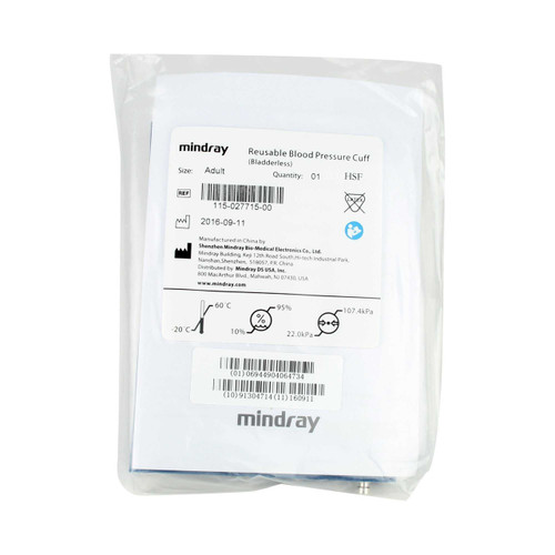Blood Pressure Cuff Mindray Adult Arm Medium Cuff 24 - 35 cm Nylon Cuff 115-027715-00 Each/1 610U5257 Mindray USA 682576_EA Blood Pressure Cuff Mindray Adult Arm Medium Cuff 24 - 35 cm Nylon Cuff 115-027715-00 Each/1 610U5257 Mindray USA 682576_EA