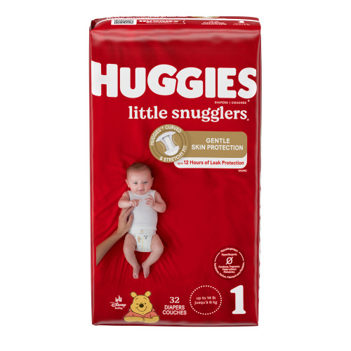 Unisex Baby Diaper Huggies Little Snugglers Size 1, Moderate Absorbency 49695 Case of 128