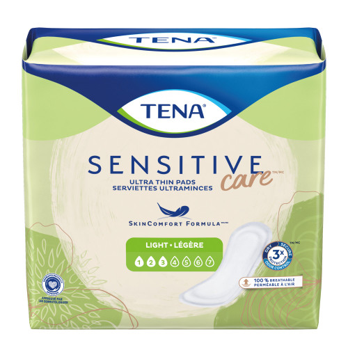 TENA Sensitive Care Bladder Control Pad 9 Inch Length Light Absorbency Dry-Fast Core One Size Fits Most, 54358, Bag of 30