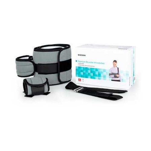 Shoulder Immobilizer McKesson One Size Fits Most Fiberlaminate Waist-Hook and Loop Closure/Shoulder Strap with Buckle/Arm Band and Hand Band Hook and Loop Closure Adjustable Left or Right Arm 155-79-84100C Each/1 136-74806 MCK BRAND 1159131_EA