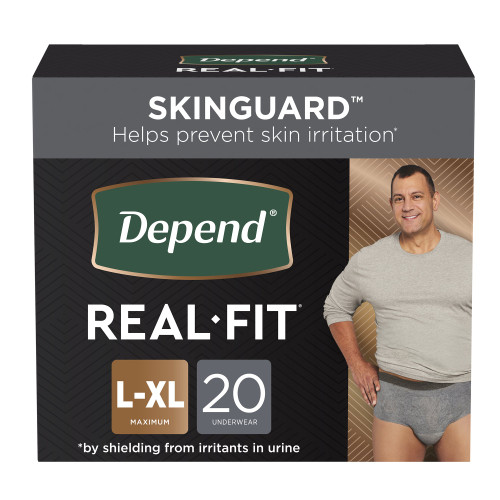 Depend Real Fit Absorbent Underwear Waistband Style Adult Large / X-Large Male Disposable Heavy Absorbency, 50979, Pack of 20