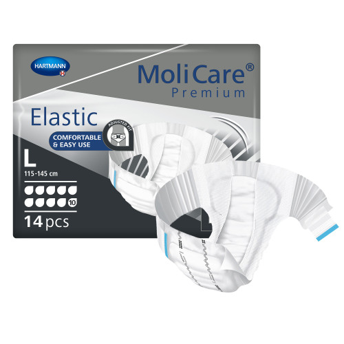 MoliCare Premium Elastic 10D Incontinence Brief Adult Large Unisex Disposable Heavy Absorbency, 165673, Case of 56