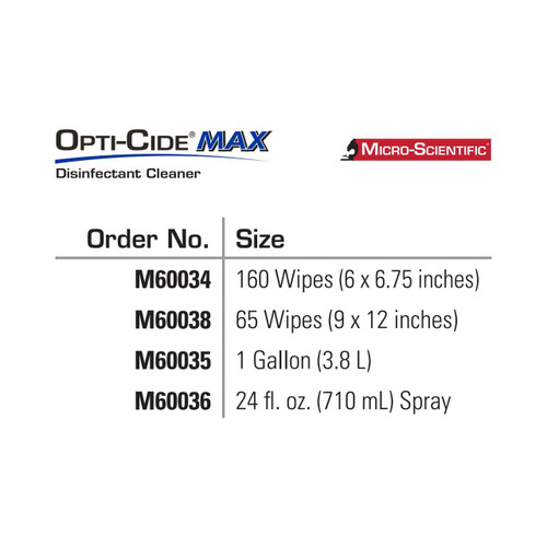 Opti-Cide Max Surface Disinfectant Cleaner Premoistened Alcohol Based Manual Pull Wipe 160 Count Canister Disposable Alcohol Scent NonSterile M60034 Case/12 4864 Micro Scientific Industries 1100339_CS
