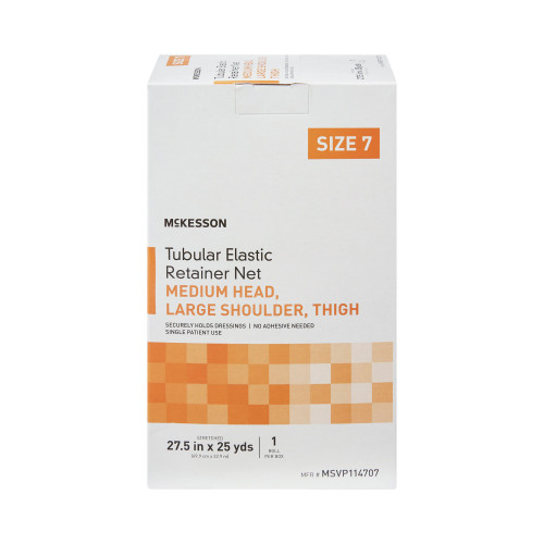 McKesson Elastic Net Retainer Dressing Tubular White Elastic Size 7 27-1/2 Inch X 25 Yard (69.9 cm X 22.9 m) Medium Head / Large Shoulder / Thigh NonSterile, MSVP114707, Case of 10
