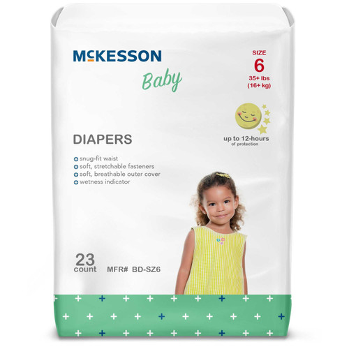 Unisex Baby Diaper McKesson Size 6 Disposable Moderate Absorbency BD-SZ6 Bag/1 16073 MCK BRAND 1144479_BG