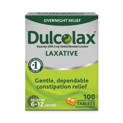Laxative Dulcolax Tablet 100 per Box 5 mg Strength Bisacodyl USP 81421002004 Bottle/1 1303 Par Pharmaceuticals 463488_BT
