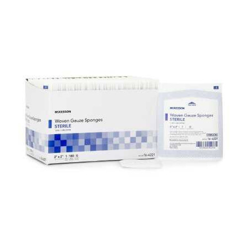 Gauze Sponge McKesson Cotton 12-Ply 2 X 2 Inch Square Sterile 16-4221 Box/100 SKT1300M MCK BRAND 501657_BX