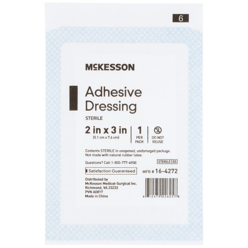 McKesson Non-Adherent Dressing with Adhesive 2 X 3 Inch Sterile 1 per Pack, 16-4272, Case of 2400