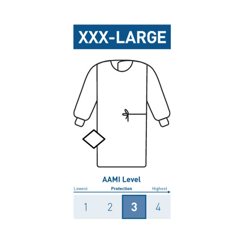 Non-Reinforced Surgical Gown with Towel McKesson 3X-Large Blue Sterile AAMI Level 3 Disposable 183-I90-8050-S1 Case/24 1648 BEI MD MCK BRAND 1104455_CS
