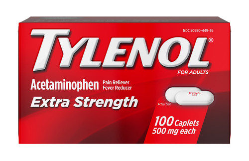 Tylenol Pain Relief 500 mg Strength Acetaminophen Caplet 100 per Box, 304490900, Box of 1