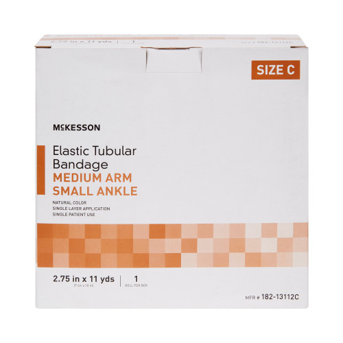 McKesson Spandagrip Elastic Tubular Support Bandage 2-3/4 Inch X 11 Yard Medium Arm / Small Ankle Pull On Natural NonSterile Size C Standard Compression, 182-13112C, Box of 1