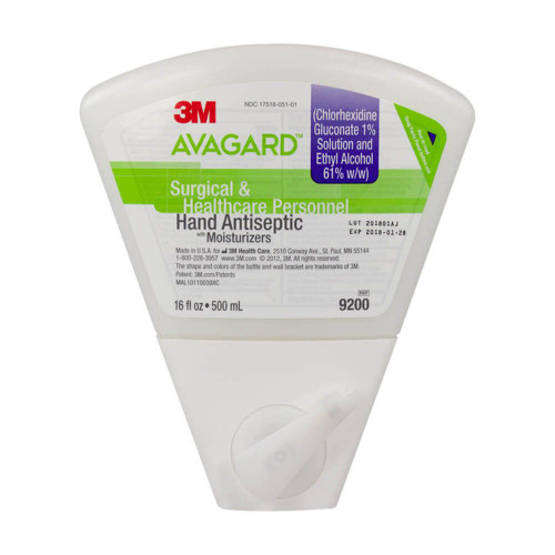 3M Avagard Hand Antiseptic with Moisturizers, Refill, 1% CHG and 61% Ethyl Alcohol, 16 oz. Case of 8