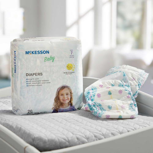 Unisex Baby Diaper McKesson Size 7 Disposable Moderate Absorbency BD-SZ7 Bag/1 7568753 MCK BRAND 1144480_BG