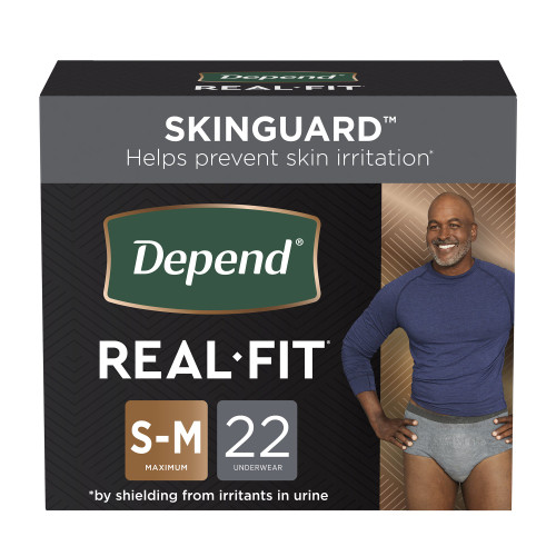 Depend Real Fit Absorbent Underwear Waistband Style Adult Small / Medium Male Disposable Heavy Absorbency, 50976, Case of 44