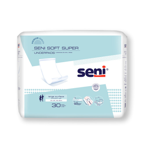 Seni Soft Super Disposable Underpad 23 X 35 Inch Cellulose Pulp Moderate Absorbency, S-0330-US1, Pack of 30